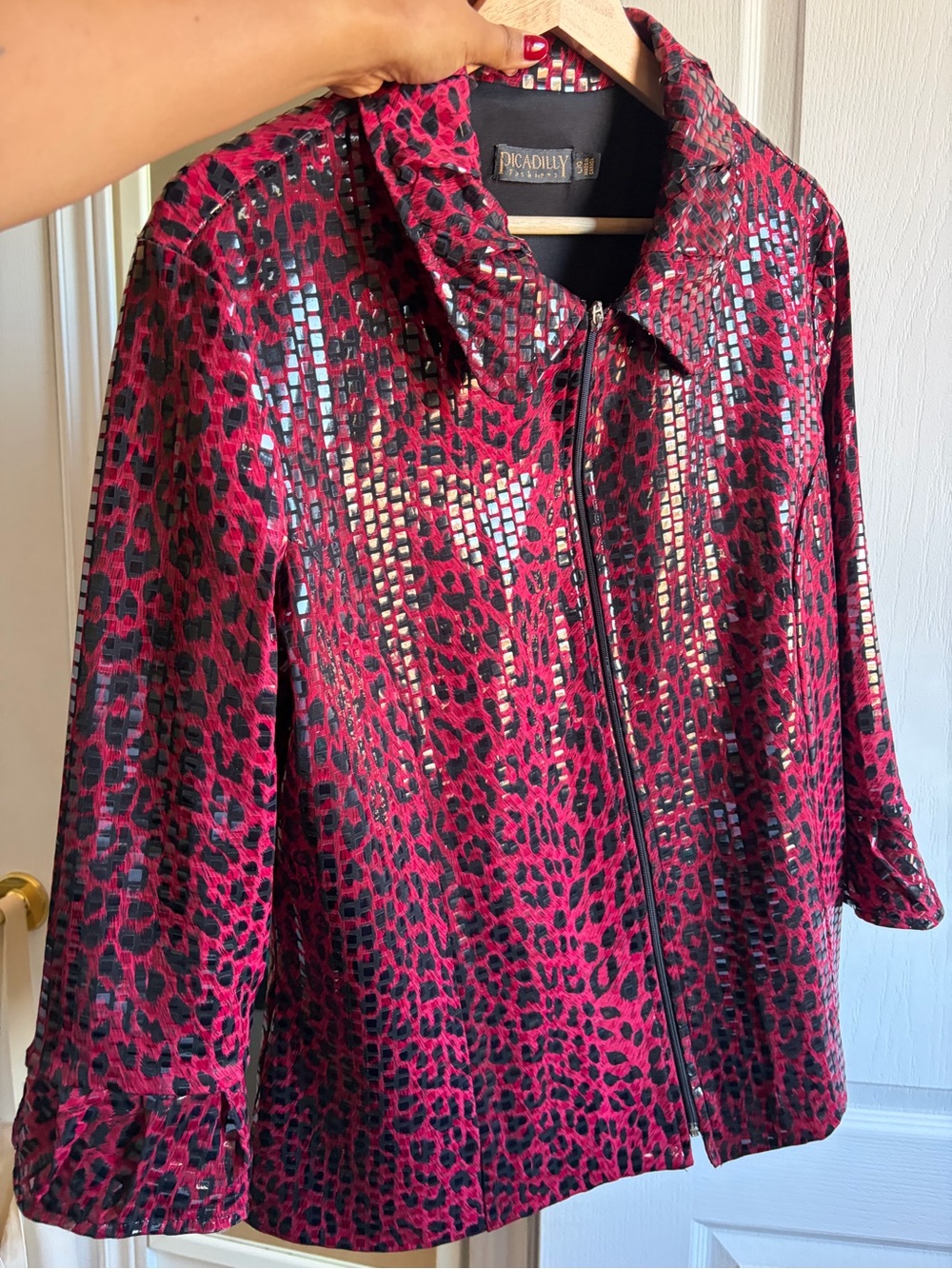 Vintage 90s Red Leopard Jacket Y2K 90s Statement Zip Up